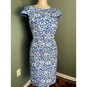 Alex Marie Marian Lillian Blue & White Floral Cap Sleeve Dress. Sz 4. EUC.